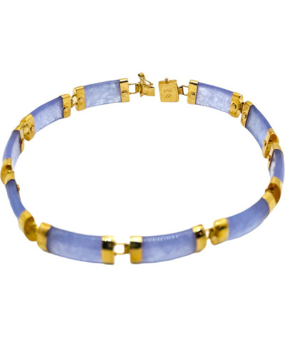 Natural Lavender Jade Bangle Bracelet 10K Gold for Women