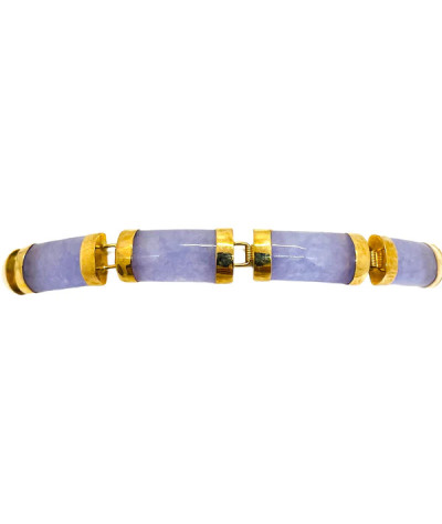 Natural Lavender Jade Bangle Bracelet 10K Gold for Women