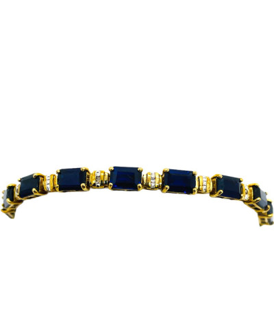 Women's Sapphire & Diamond Tennis Bracelet 10k Gold