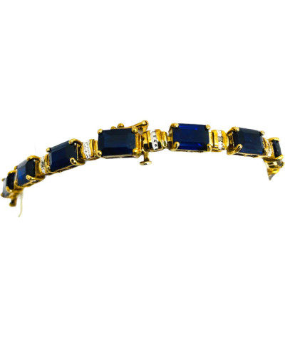 Women's Sapphire & Diamond Tennis Bracelet 10k Gold