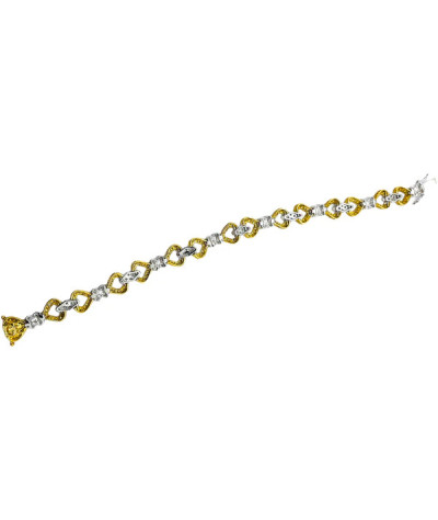 18K Gold Diamond Heart Two-Tone Bracelet