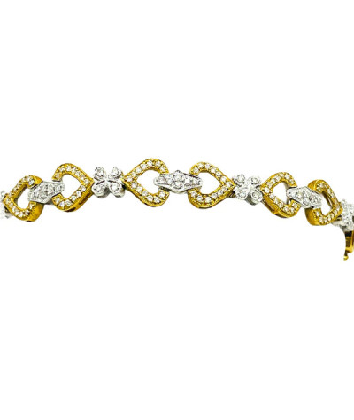 18K Gold Diamond Heart Two-Tone Bracelet