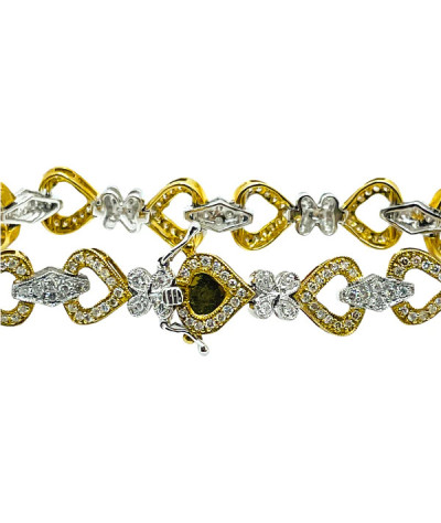 18K Gold Diamond Heart Two-Tone Bracelet