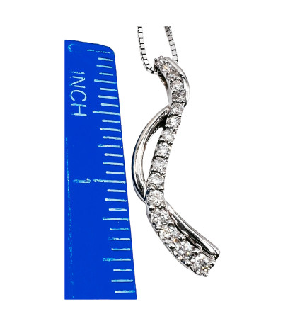 14K White Gold Diamond Swirl Pendant Necklace