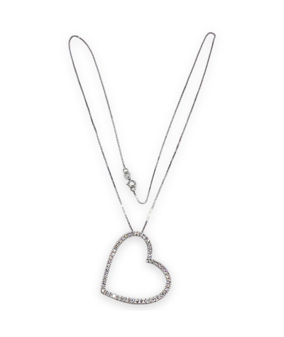 Diamond Heart White Gold Slide Pendant Necklace