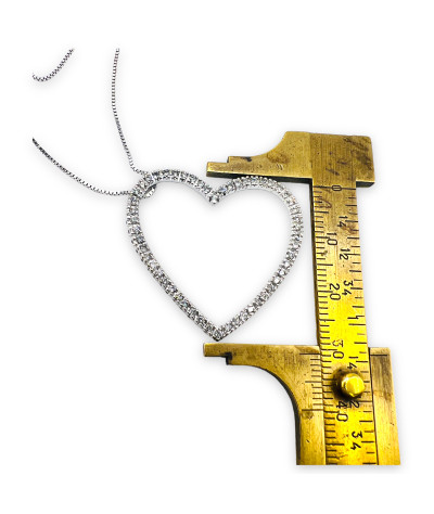 Diamond Heart White Gold Slide Pendant Necklace