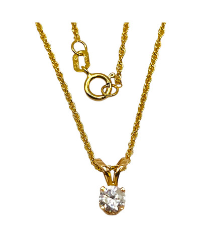 Diamond Solitaire Pendant Necklace 14K Gold