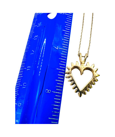 Gold Diamond Open Heart Pendant Necklace 14K Gold