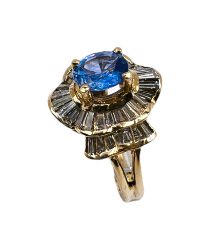 Ceylon Sapphire Diamond Ring 14K Gold