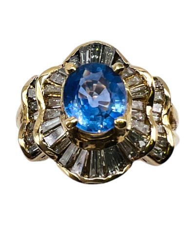 Ceylon Sapphire Diamond Ring 14K Gold