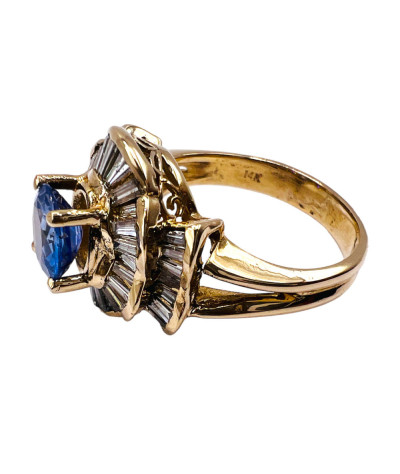 Ceylon Sapphire Diamond Ring 14K Gold