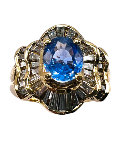 Ceylon Sapphire Diamond Ring 14K Gold