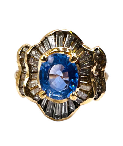 Ceylon Sapphire Diamond Ring 14K Gold