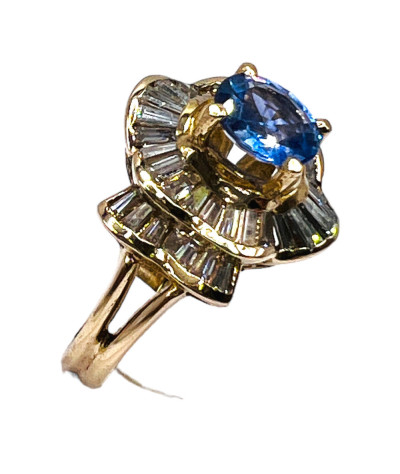 Ceylon Sapphire Diamond Ring 14K Gold