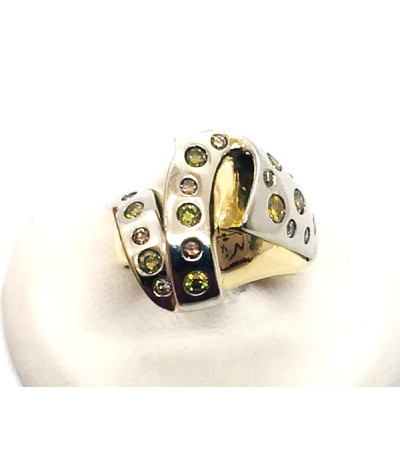 Vintage Art Deco Diamond Ring 14K White & Yellow - size