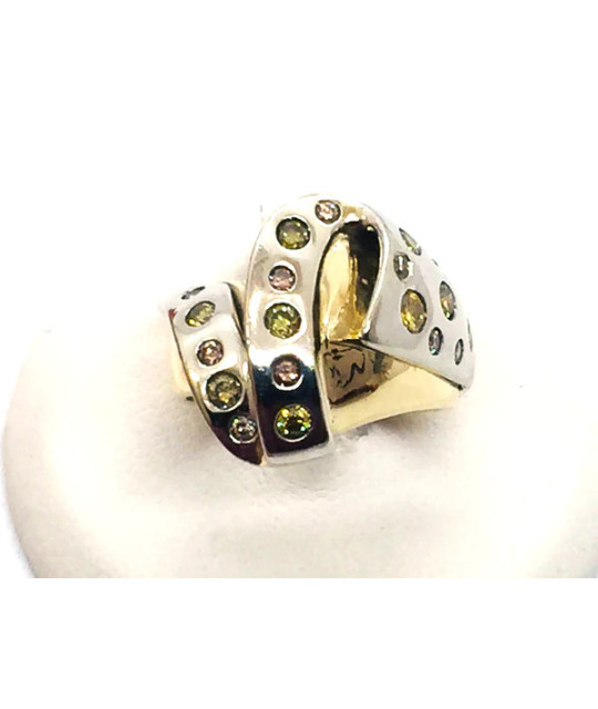 Vintage Art Deco Diamond Ring 14K White & Yellow - size