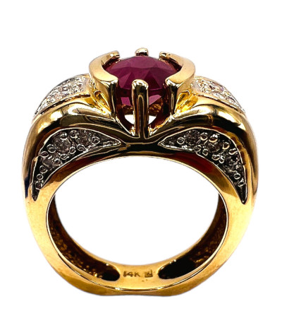 Natural Ruby Diamond 14K Gold Ring - size 7