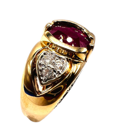 Natural Ruby Diamond 14K Gold Ring - size 7