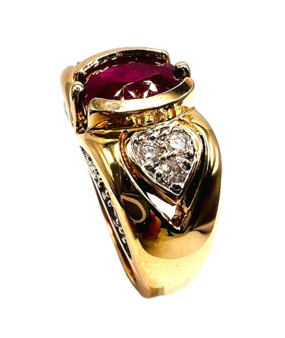 Natural Ruby Diamond 14K Gold Ring - size 7