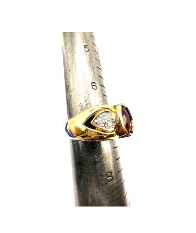 Natural Ruby Diamond 14K Gold Ring - size 7