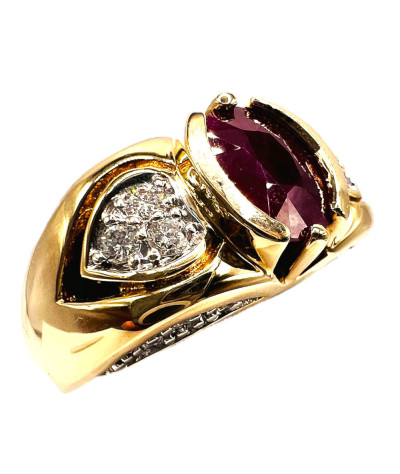 Natural Ruby Diamond 14K Gold Ring - size 7