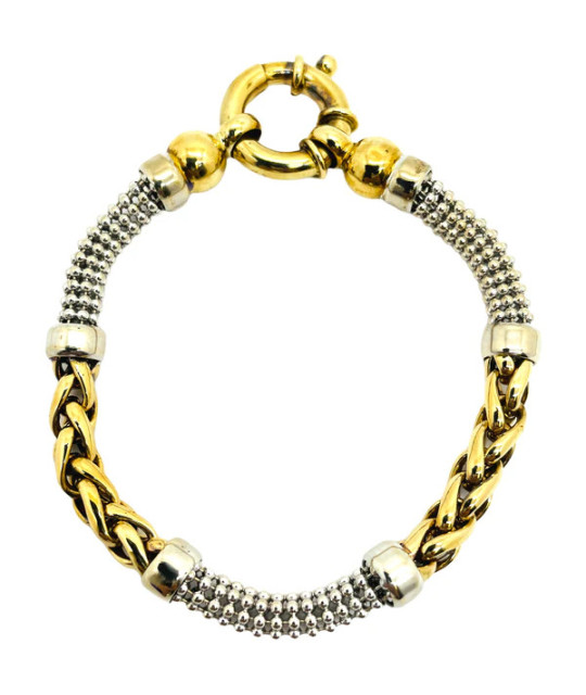 Fancy Toggle Bracelet 14k White & Yellow Gold