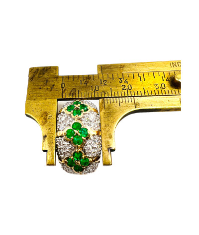 Emerald Diamond Band Ring 14K - size 7