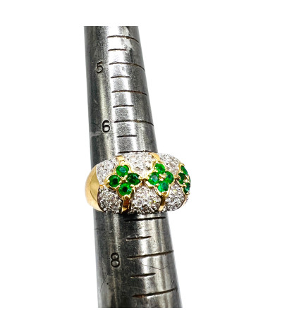 Emerald Diamond Band Ring 14K - size 7