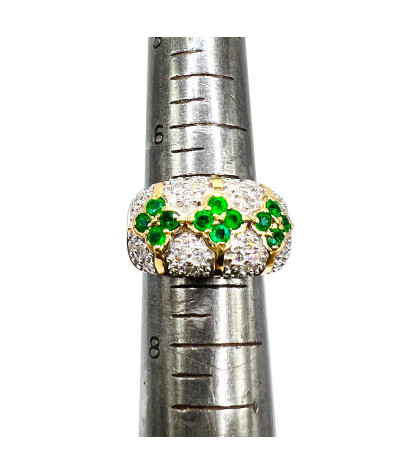 Emerald Diamond Band Ring 14K - size 7