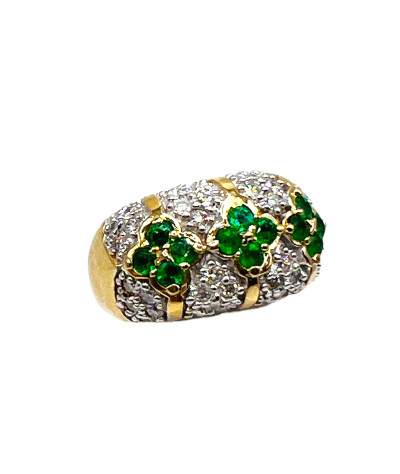 Emerald Diamond Band Ring 14K - size 7