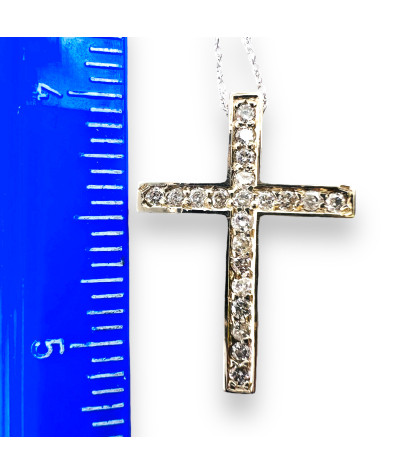 Diamond Cross Pendant Necklace 14k White Gold