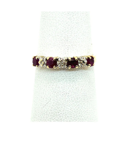 Genuine Ruby Diamond 10K Gold Ring - size 5 1/2