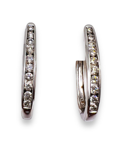 Diamond Hoop Earrings 14K White Gold