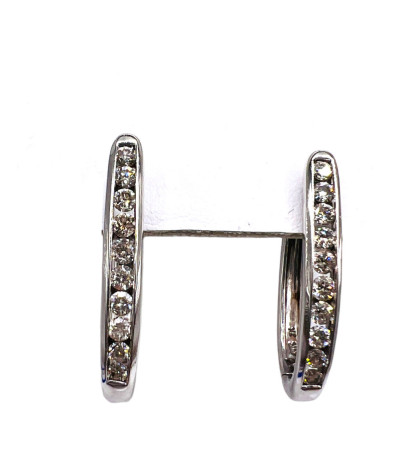 Diamond Hoop Earrings 14K White Gold