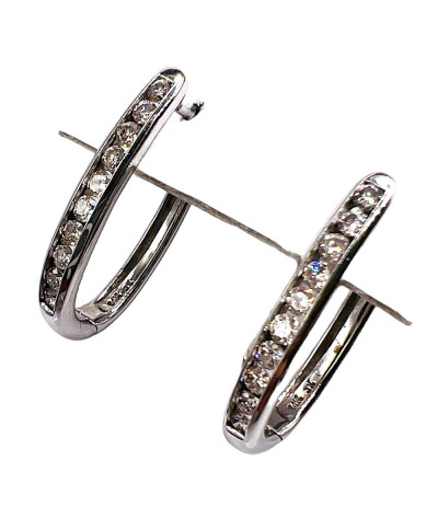 Diamond Hoop Earrings 14K White Gold