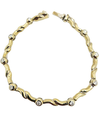 14K Yellow Gold Swirl Diamond Bracelet