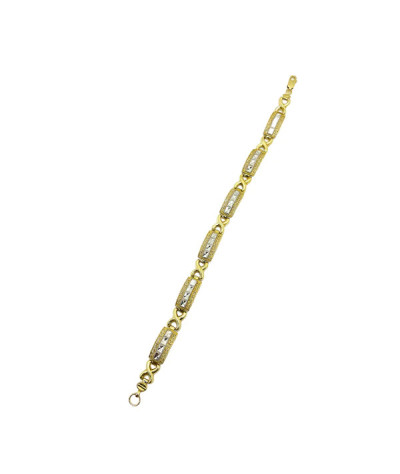 14K Gold Link Bracelet White & Yellow Gold