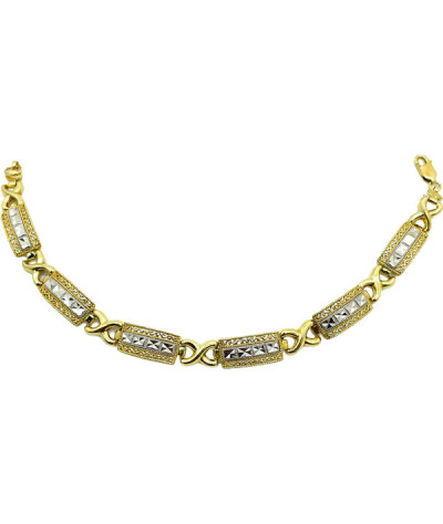 14K Gold Link Bracelet White & Yellow Gold