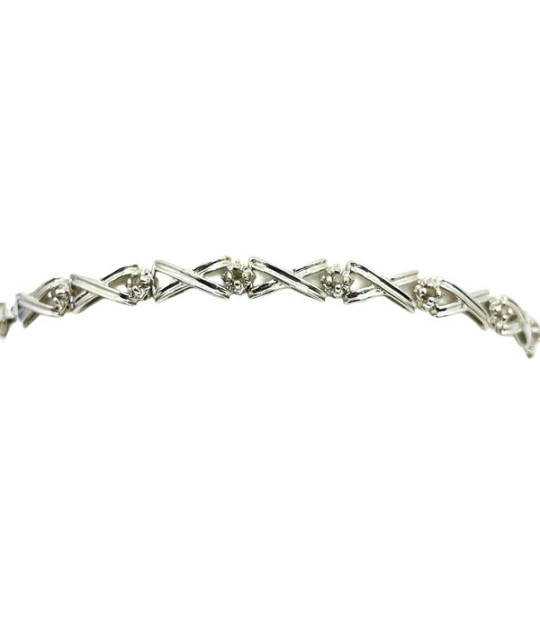 XOXO Diamond Tennis Bracelet 10K White Gold