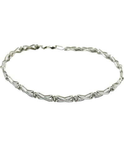 XOXO Diamond Tennis Bracelet 10K White Gold