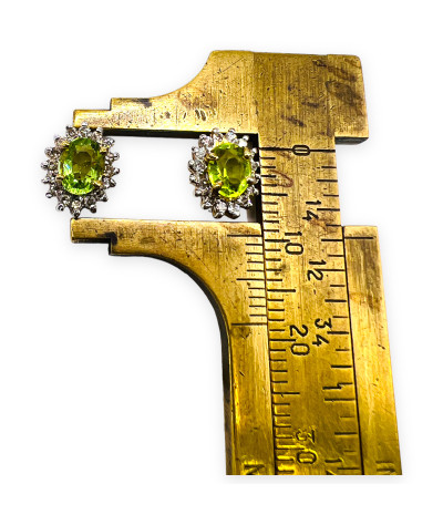 Diamond Peridot Post Earrings 14k Yellow Gold