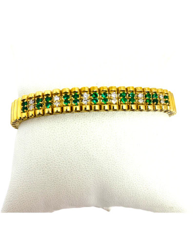 Diamond Emerald Bracelet 14k Yellow Gold