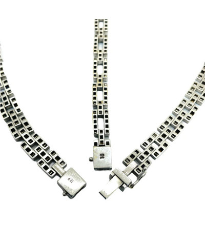 White & Black Diamond Necklace & Bracelet Set 18k White Gold