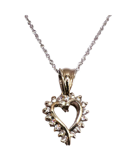 Diamond Heart Pendant Necklace14k White Gold