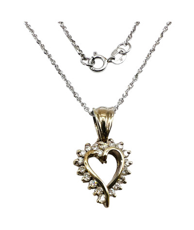 Diamond Heart Pendant Necklace14k White Gold