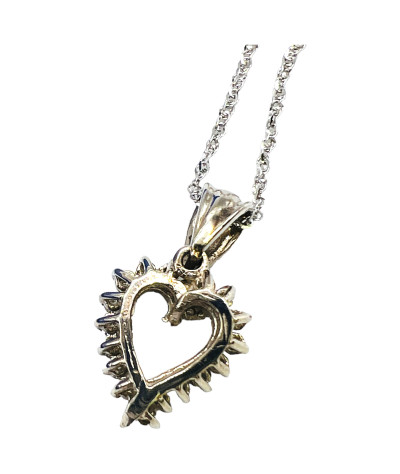 Diamond Heart Pendant Necklace14k White Gold