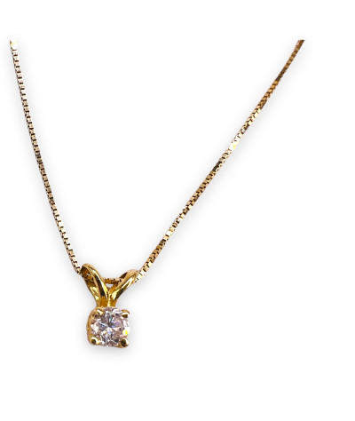 Solitaire Diamond 14k Gold Pendant Necklace