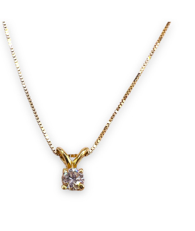 Solitaire Diamond 14k Gold Pendant Necklace