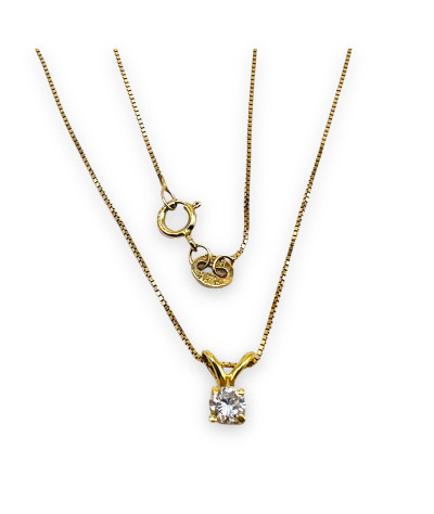 Solitaire Diamond 14k Gold Pendant Necklace