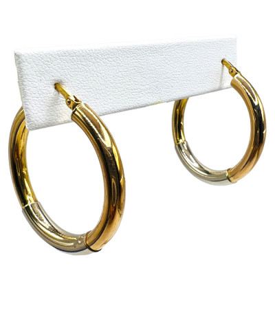 14k Pink & White Gold Hoop Earrings